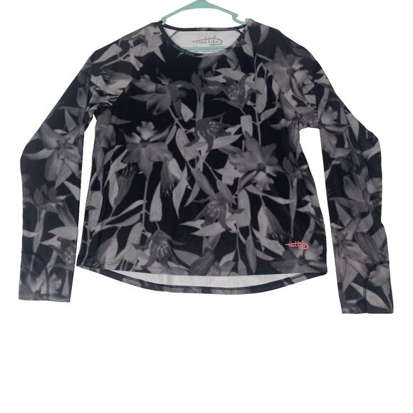 Reel Life Women's Long Sleeve UV Top Stretch Lightweig Size XXL Black/Gray - Picture 1 of 12